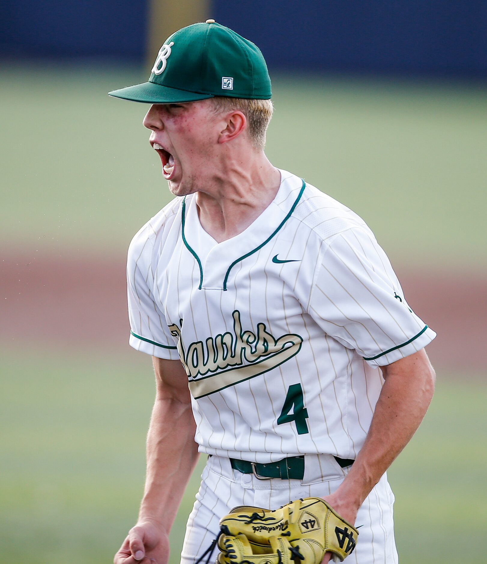 Birdville’s Mason Hardwick celebrates a 2-0 win over Mansfield Legacy after a high school...