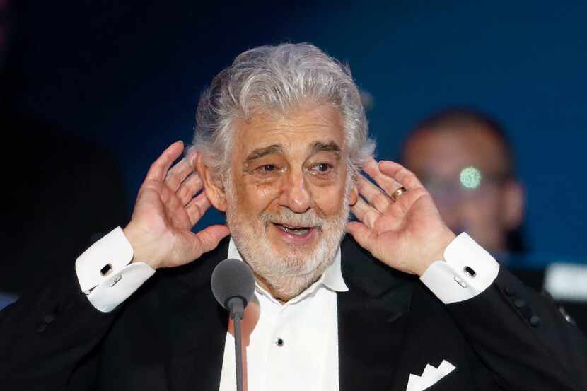 In this Aug. 28, 2019, file photo, opera star Placido Domingo listens to applause at the end...