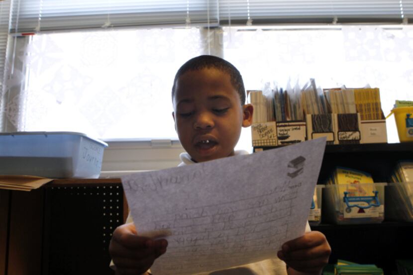 Jaylin Rogers shares a letter he wrote to his mother with fellow classmates at City Park...