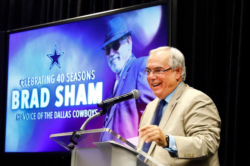 Dallas Cowboys radio broadcaster Brad Sham thanks everyone that came to a surprise...
