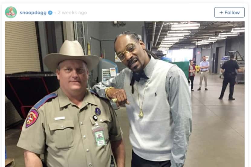 
Trooper Billy Spears is fighting a reprimand for this Snoop Dogg photo. 
