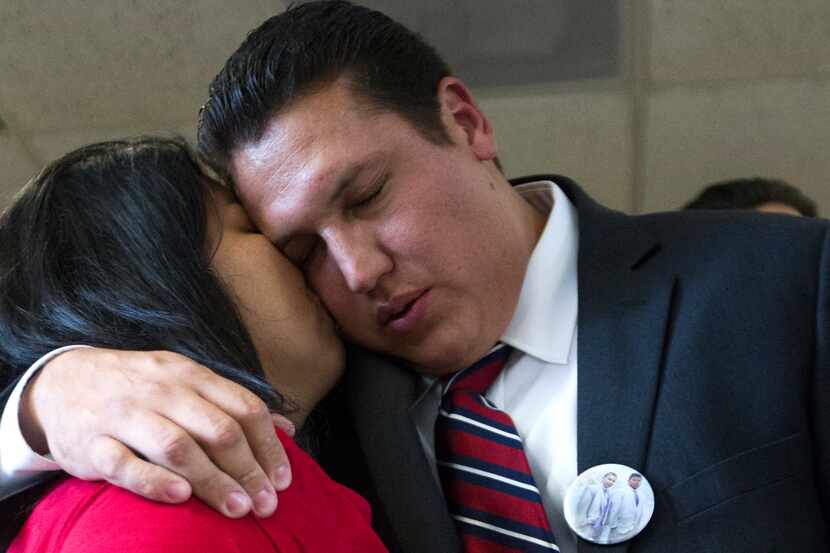 David Barajas gets a kiss from his wife Cindy after a jury acquitted him of murder at the...