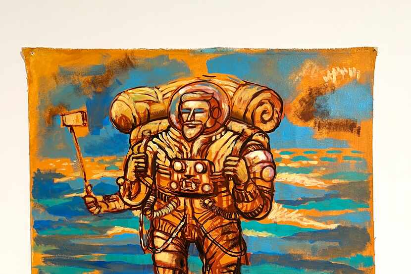 Simón Vega, 'Arrival of the Selfie Cryptonaut,' 2022, acrylic on canvas at 'Simon Vega: The...