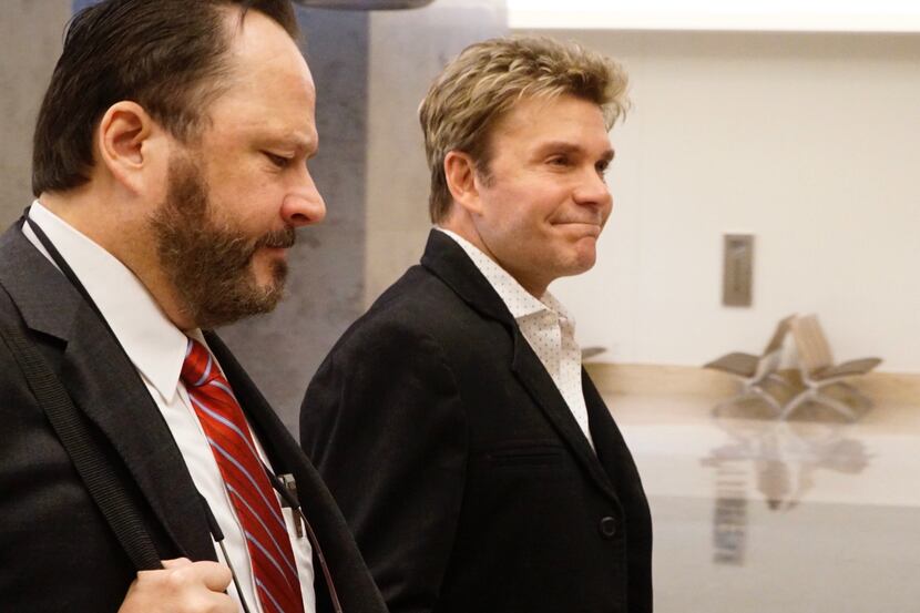 Vic Mignogna, right, walks into court with his attorney, Ty Beard, at the Tom Vandergriff...