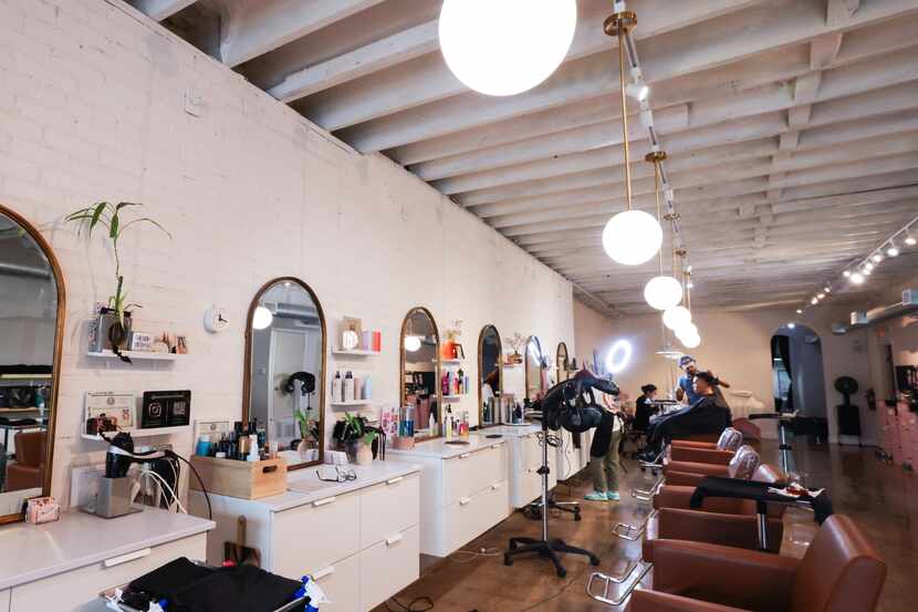 Hair stations at the Bloom Space on Wednesday, Oct. 25, 2023,  in Dallas.
Hair stations at...