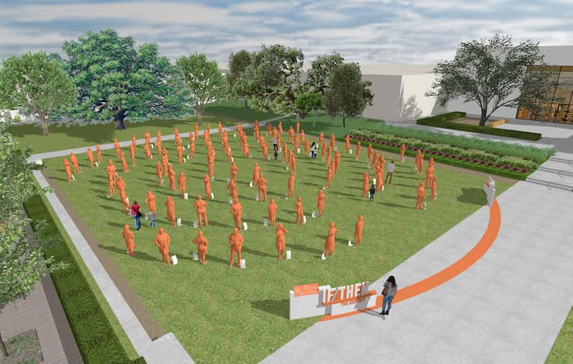 Statues of women are depicted in a rendering of a planned May 1 exhibition at NorthPark...