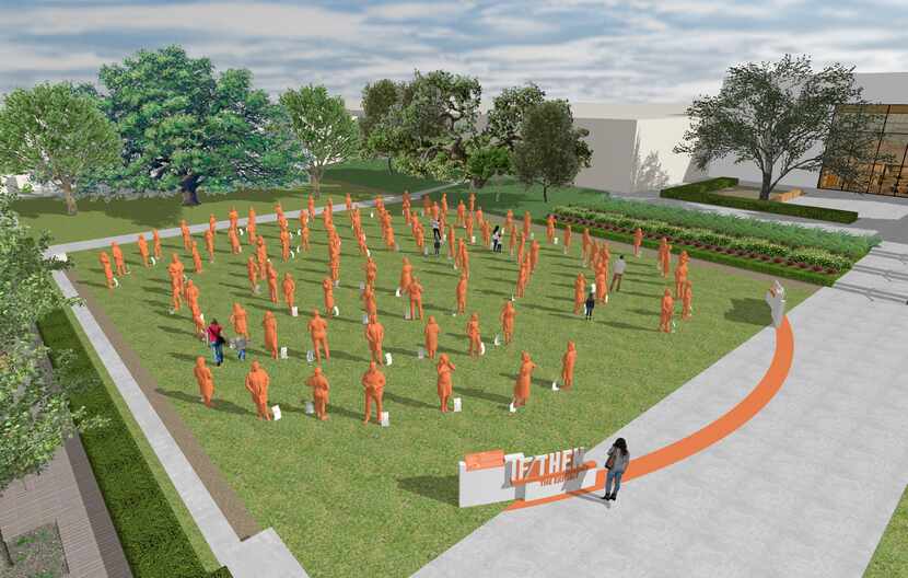Statues of women are depicted in a rendering of a planned May 1 exhibition at NorthPark...