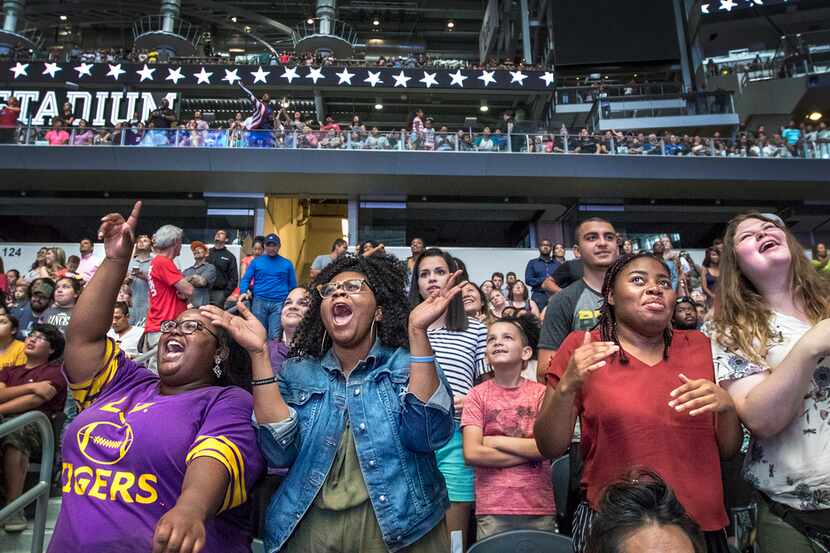 From left: Fredericka Turner of Fort Worth, Ashley Gipson of Carrollton, Arby Mweyola of...