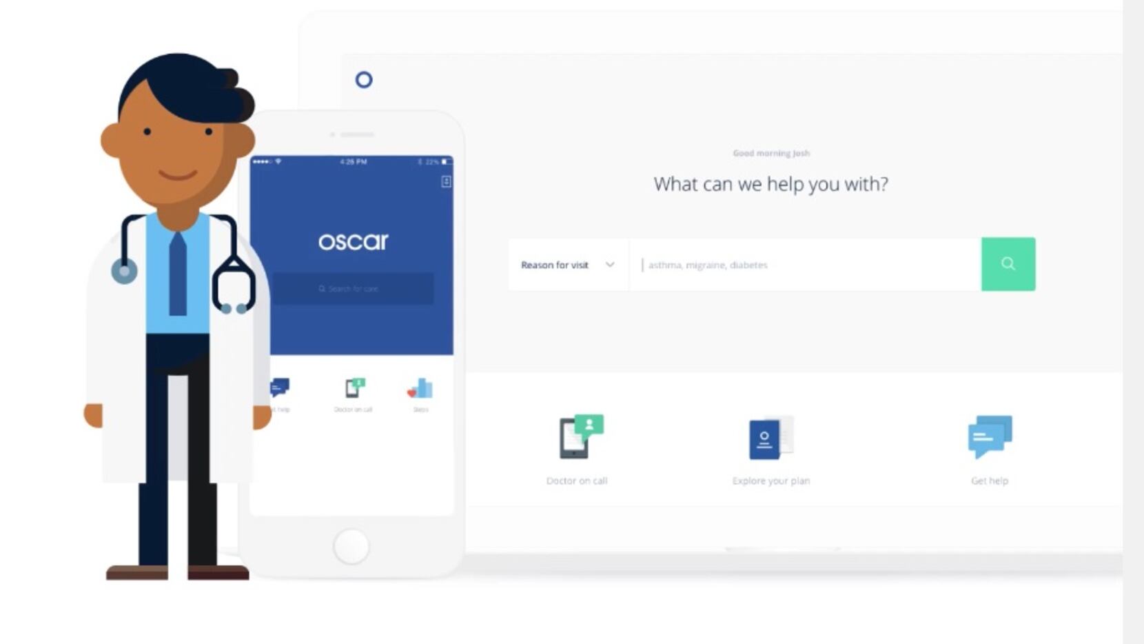 Screen grab of hioscar.com, website run by Oscar, a new health insurance model that expanded...