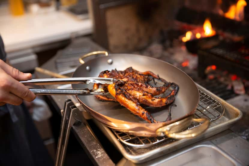 The grilled octopus is shown at the new restaurant, Meridian, in The Village area of Dallas