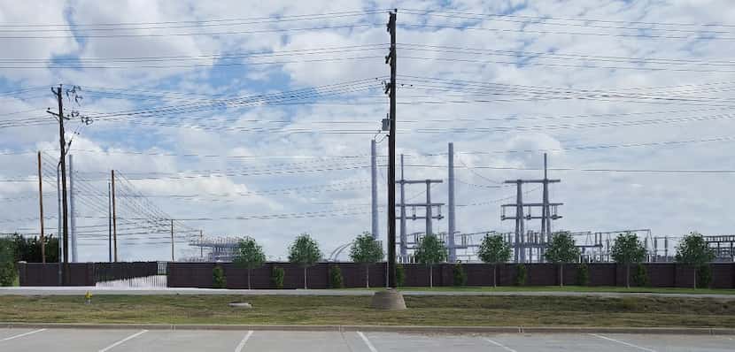 This rendering shows the view of the Oncor substation from the parking lot of the city's dog...