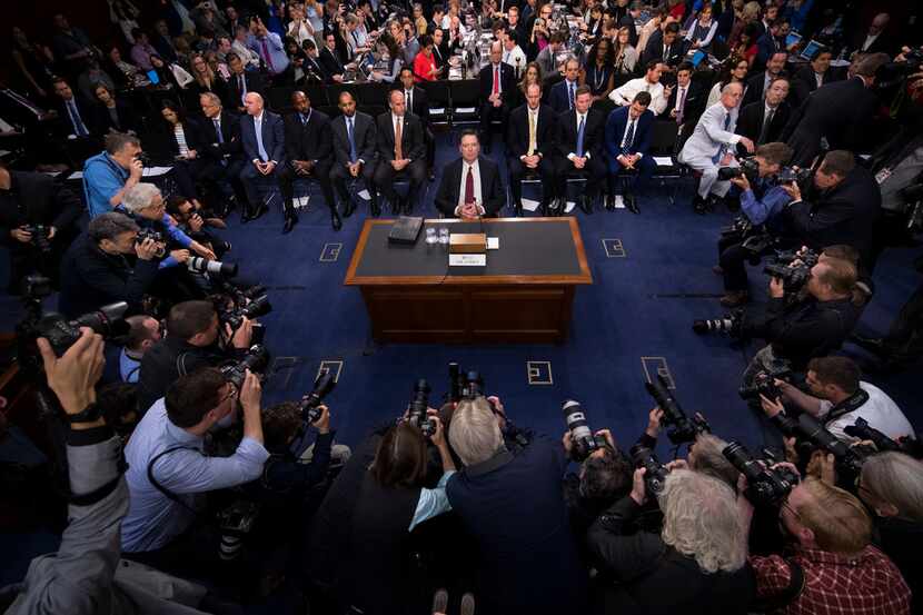 James Comey, the dismissed FBI director, appears before the Senate Intelligence Committee on...