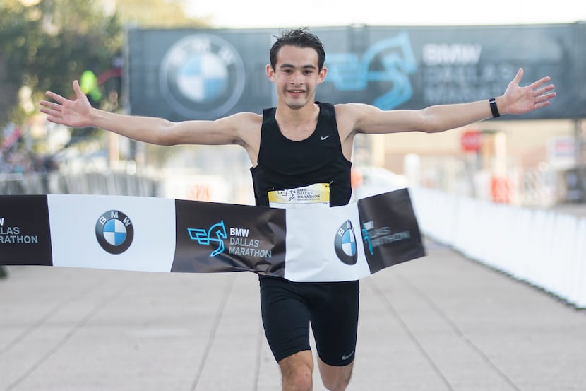Drew Wiles wins the BMW Dallas Half-Marathon with a time of 01:09:02 on Dec. 15, 2019 in...