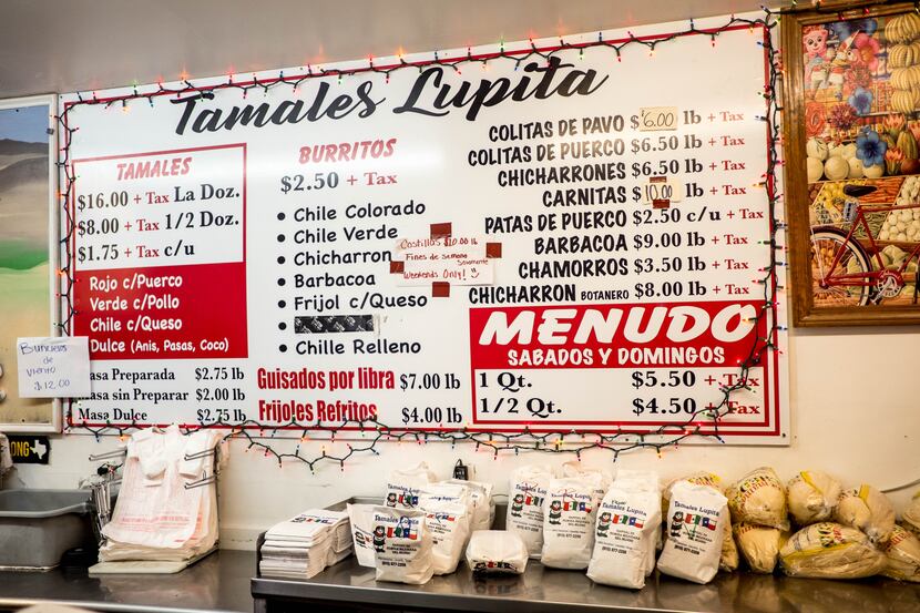 The menu at Tamales Lupita in Canutillo, Texas, on Friday, December, 18, 2020.