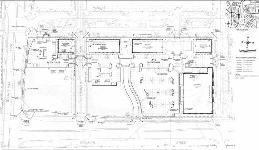  The latest plans filed with the City of Dallas show five buildings with about 60,000 square...