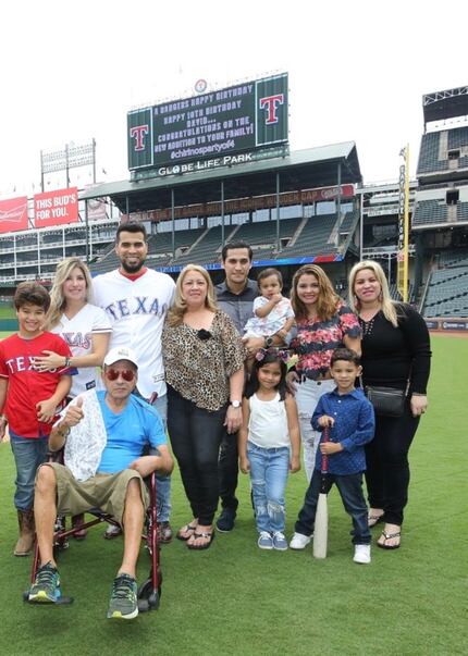 Rangers catcher Robinson Chirinos, (standing, third from the left) has been outspoken about...