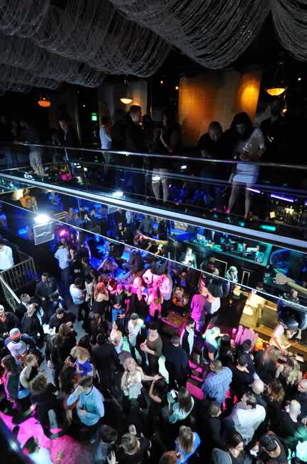 The upstairs VIP area offers a view to the dance floor downstairs at the new nightclub...