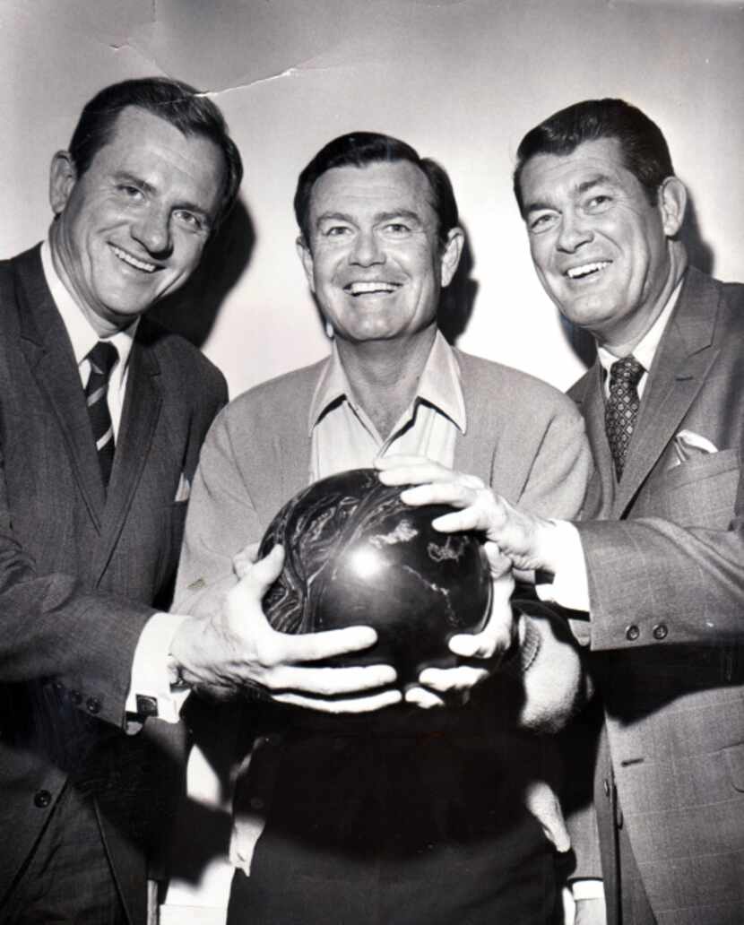 Football coaches Frank Broyles (from left), Darrell Royal and Hayden Fry are seen on...