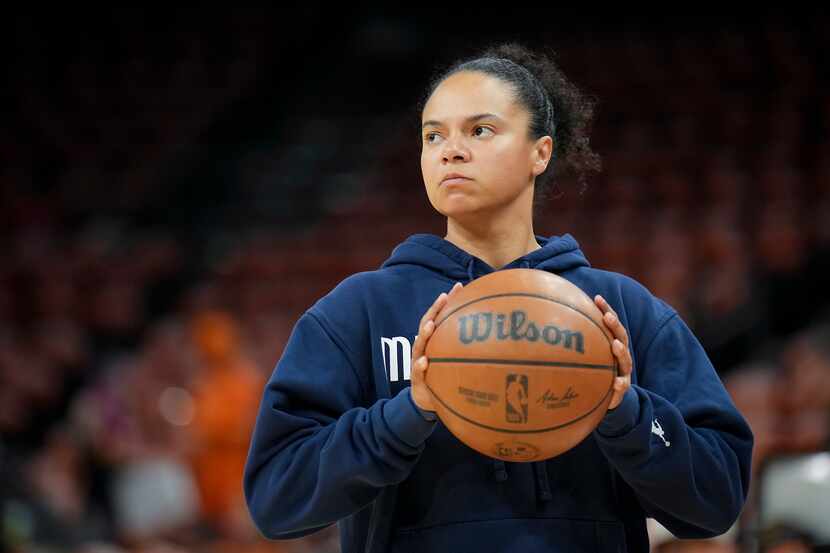 Kristi Toliver watches the team warm up before Game 2 of an NBA second round playoff series...