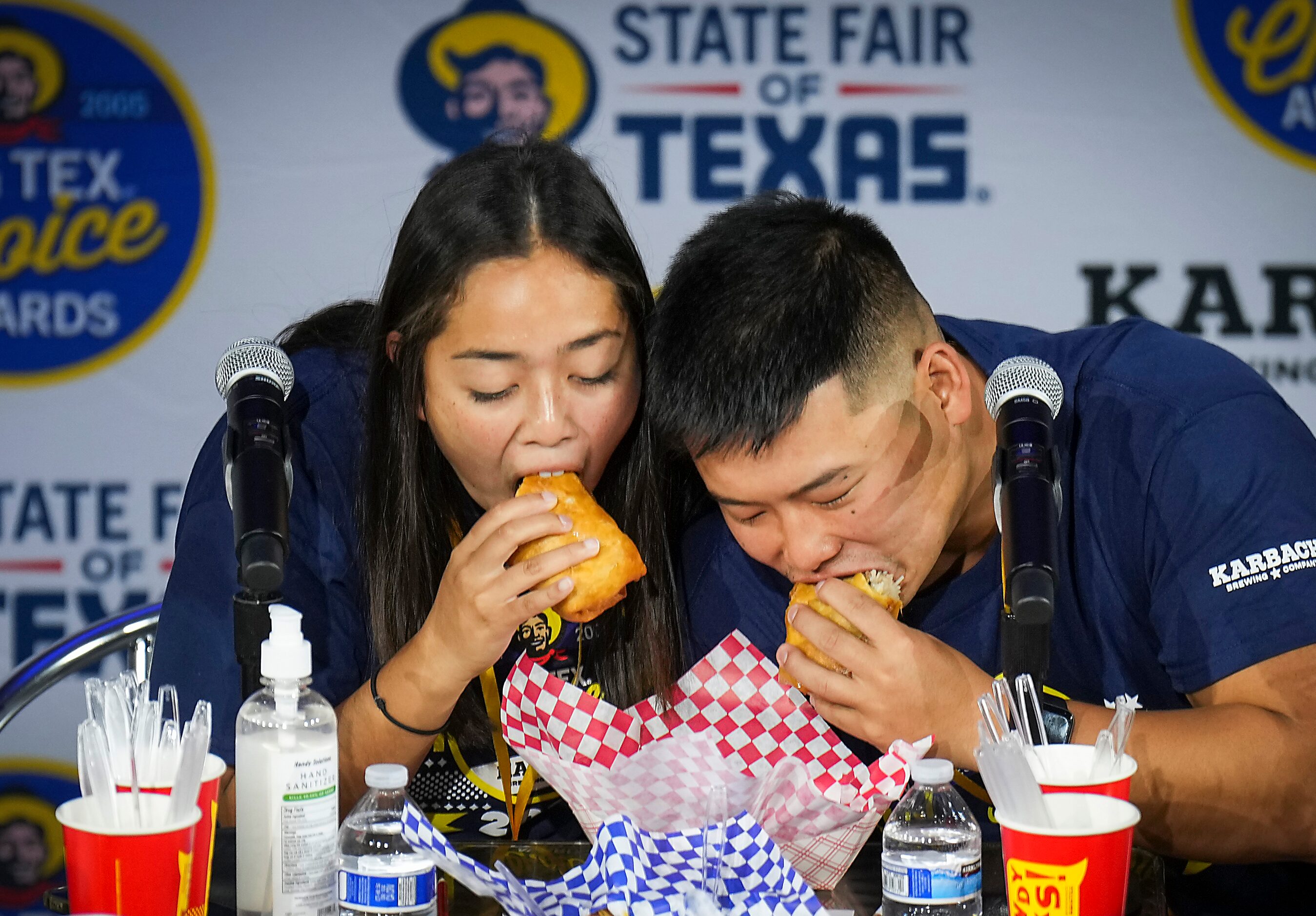 Judges Tee Leung and Zach Chin sample Deep Fried Pho by Michelle Le Michelle, the winner of...