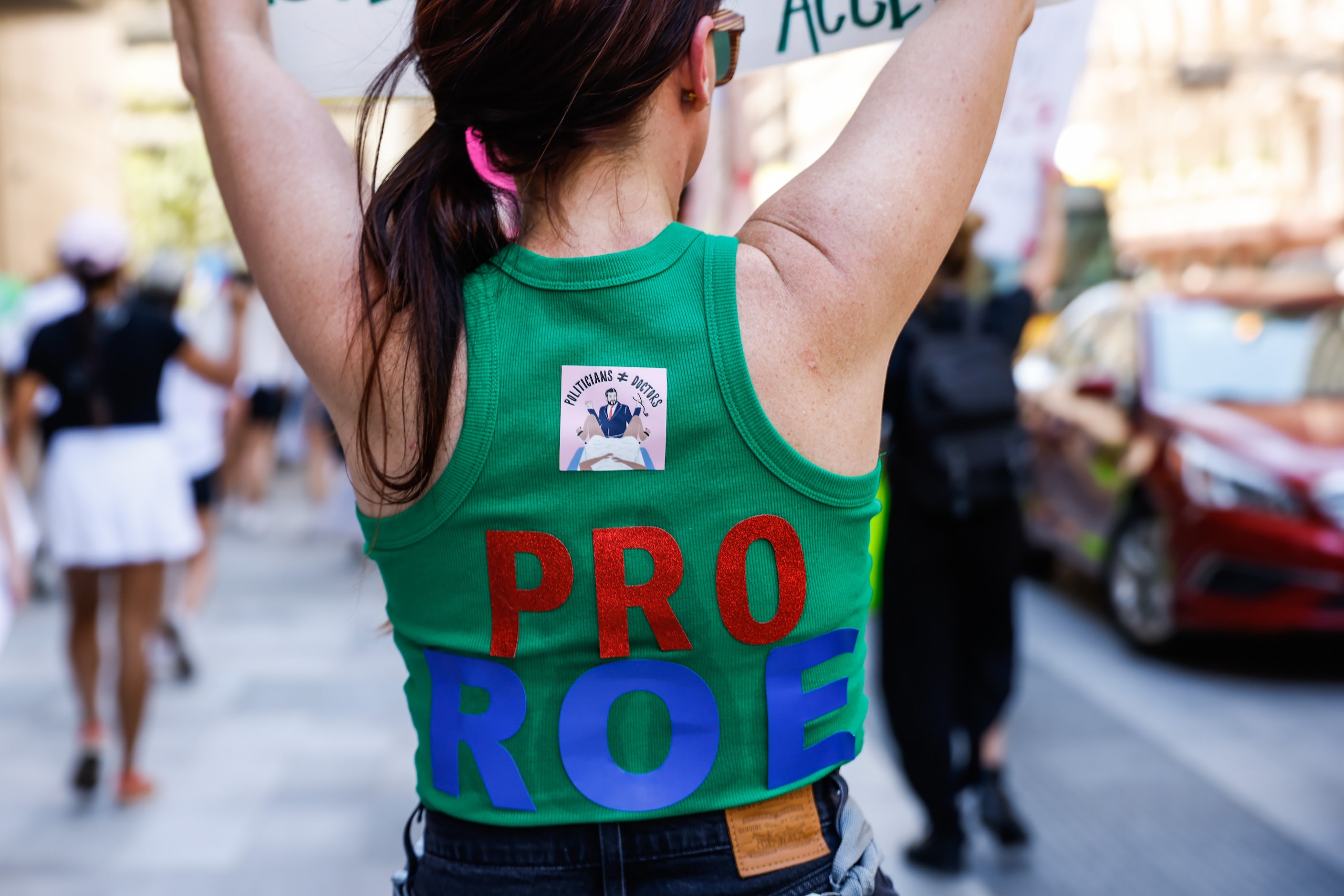 Abortion rights supporters march in downtown Dallas on Wednesday, June 29, 2022.