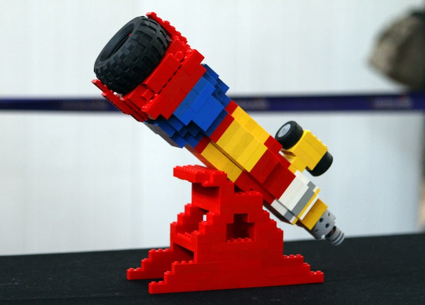 A telescope created by Ian Paige during the Lego master model builder competition on Sunday,...