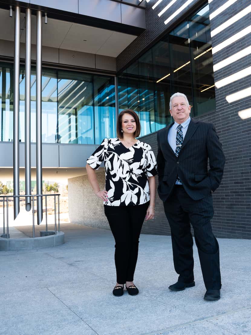 Princeton Mayor Brianna Chacon with City Manager Derek Borg in front of the city's new...