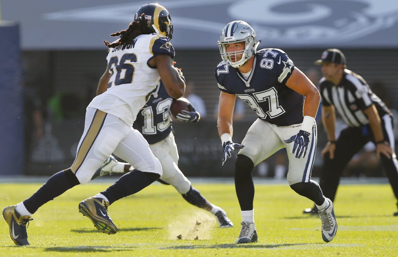 August 26, 2018: Dallas Cowboys tight end Geoff Swaim (87) during