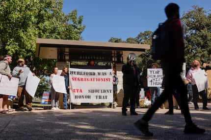 The Progressive Student Union holds a rally to demand the removal of former university...