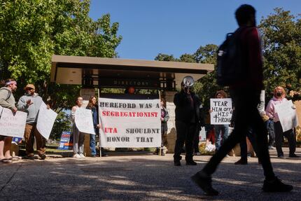 The Progressive Student Union holds a rally to demand the removal of former university...