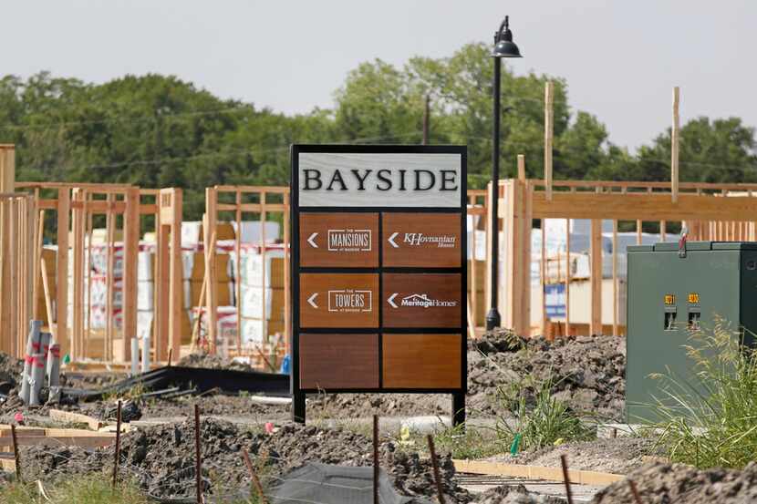 Construction continues on the Bayside development in Rowlett, photographed on Thursday.