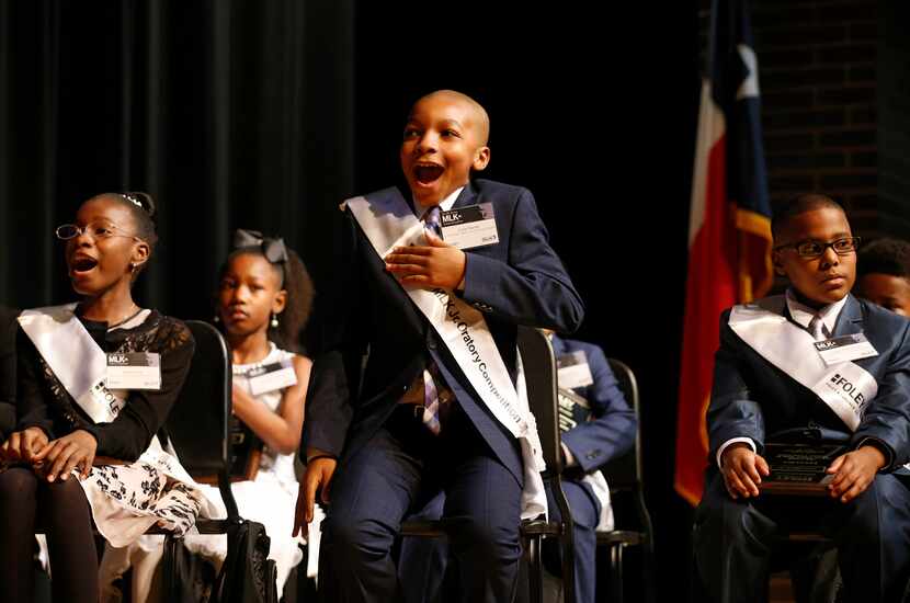 Fifth-grader Colin Harris of J.P. Starks Math, Science and Technology Vanguard won the MLK...