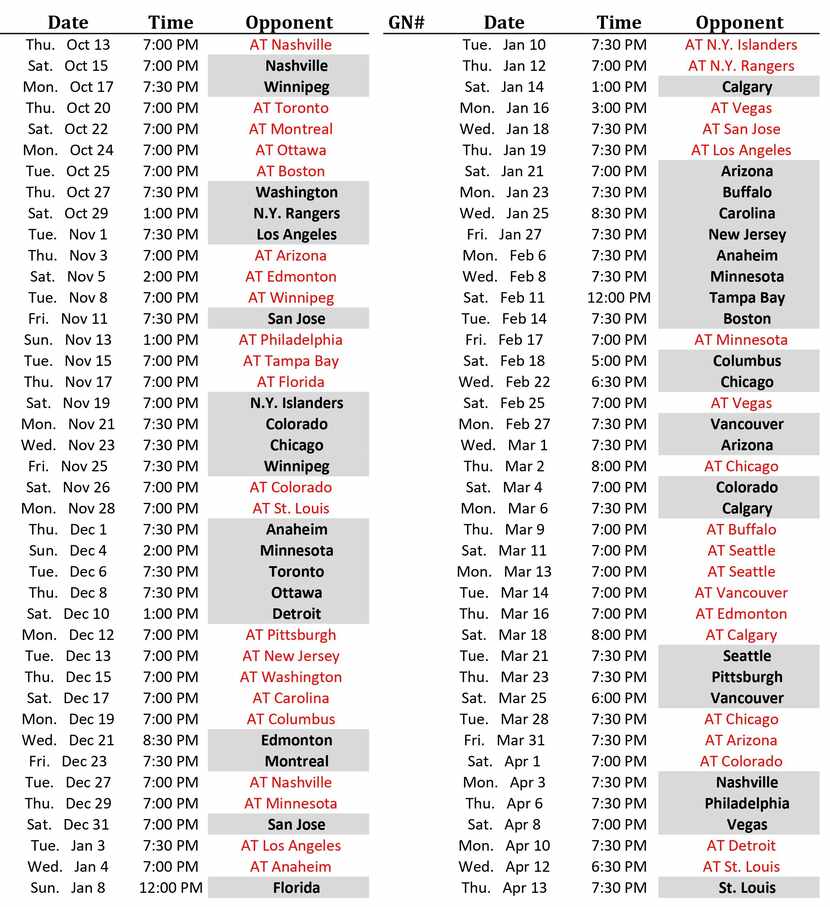 Dallas Stars' 2022-23 regular season schedule