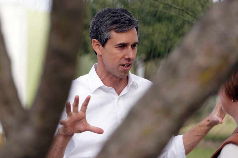 U.S. Rep. Beto O'Rourke, D-El Paso, explains a policy stand during a visit to the National...