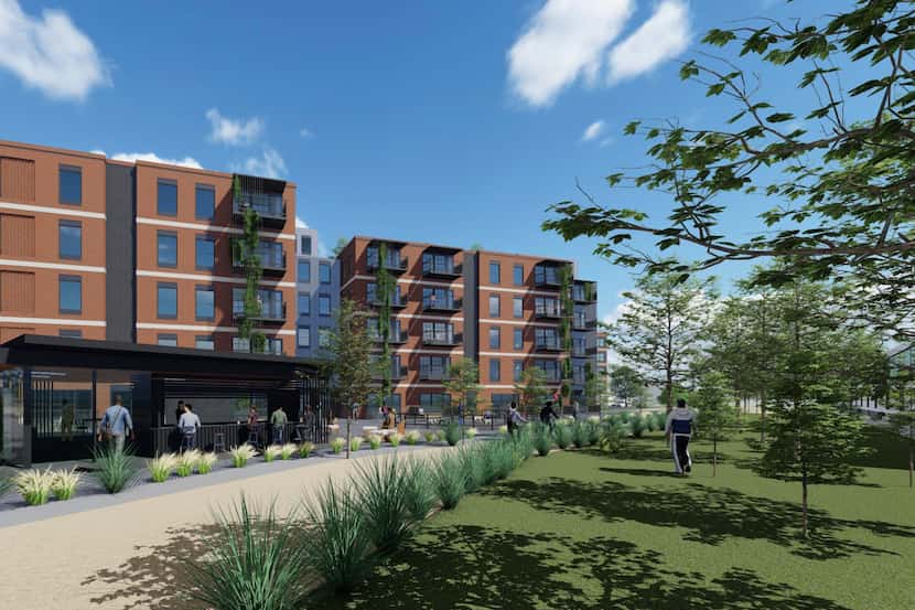 Developers plan to build more than 200 rental units on Haskell Avenue near the entrance to...