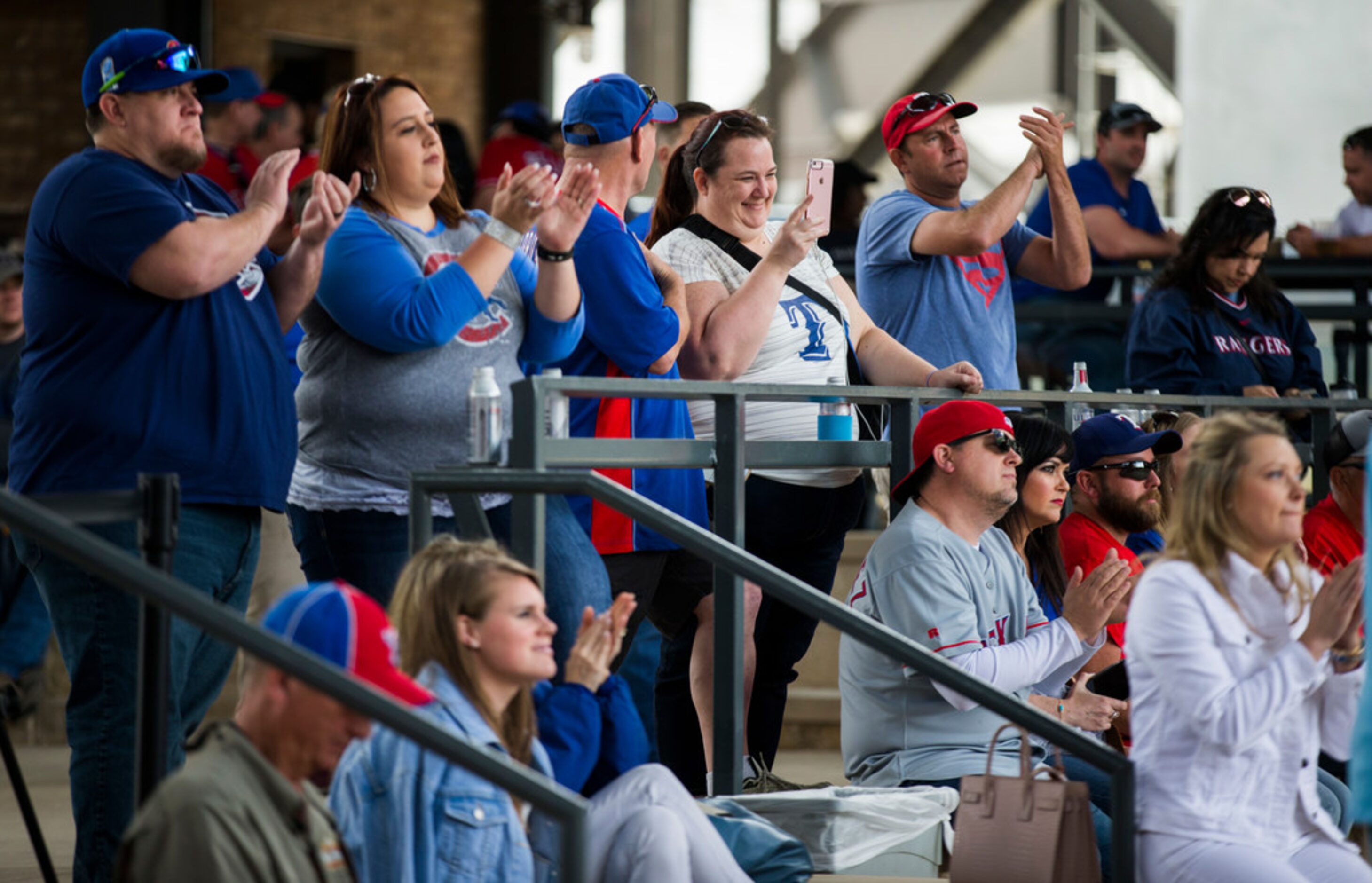 Fans celebrate Texas Rangers Opening Day with events at Texas Live! on Thursday, March 28,...