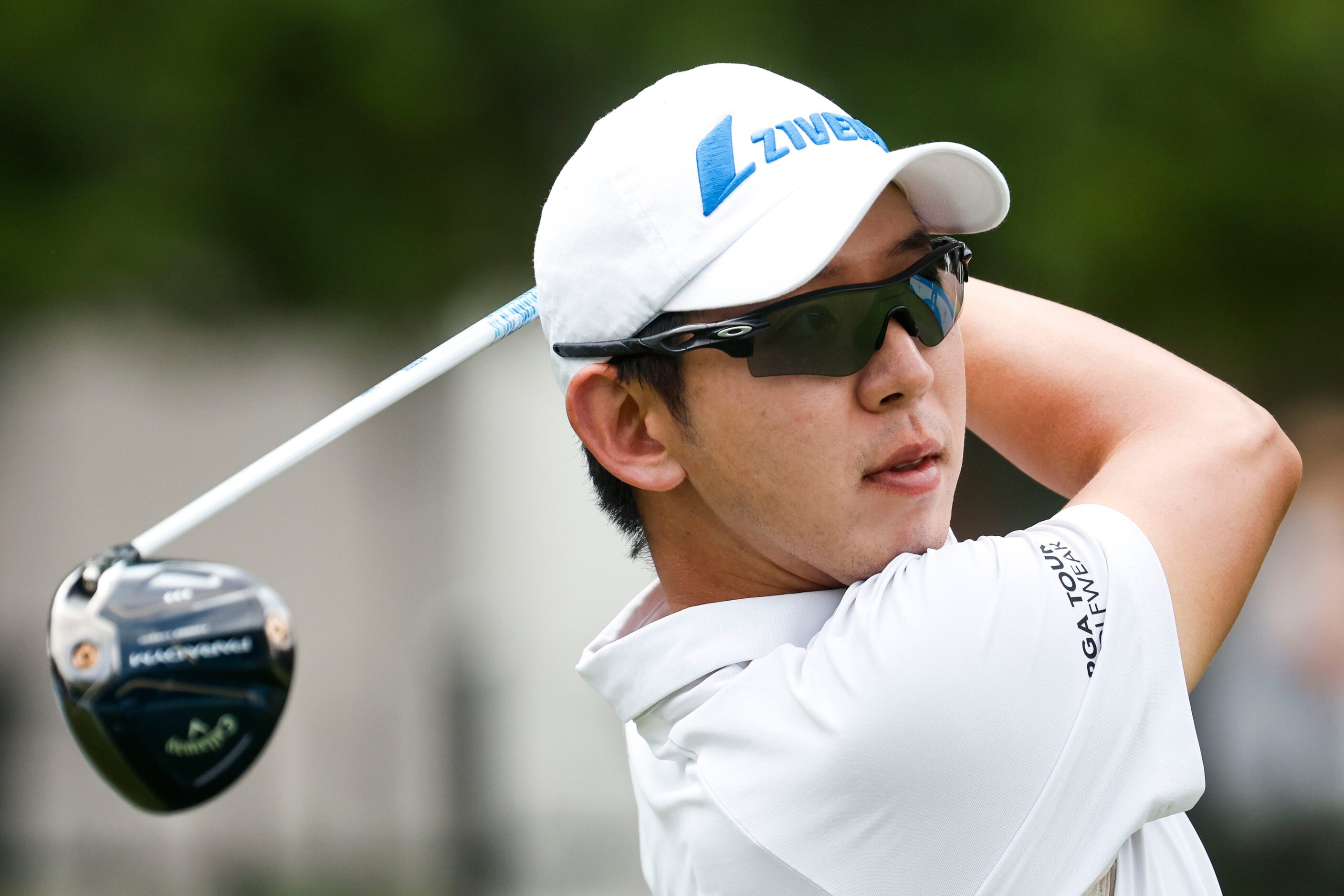 S.Y. Noh of South Korea tees off on the sixth hole during the second round of the AT&T Byron...