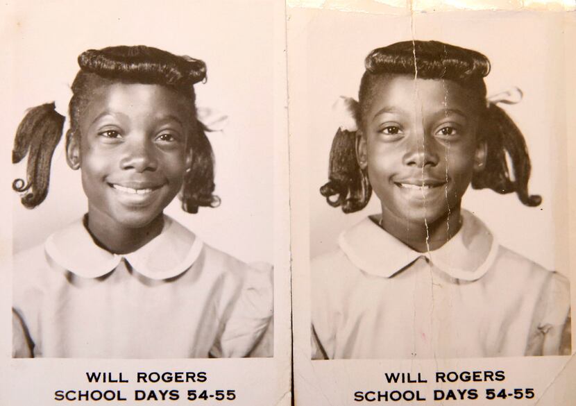 Twin sisters Dolores Swint (left) and Elores Stephens posed for school pictures at Will...
