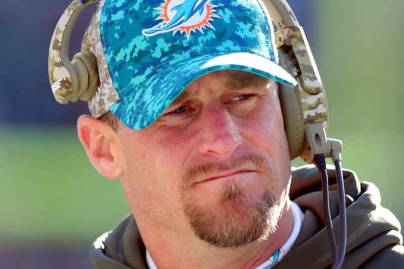Miami Dolphins head coach Dan Campbell coaches against the Philadelphia Eagles during an NFL...