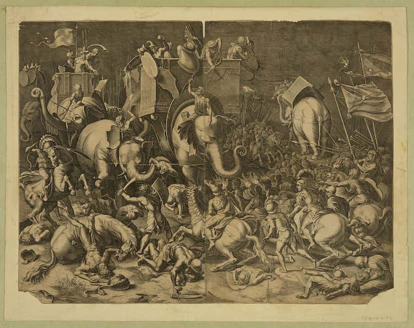 The battle of Zama. 
Engraving after painting by Cornelis Cort.
Date Created/Published:...