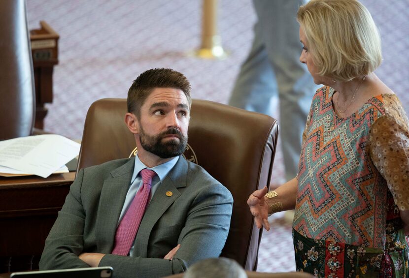 Rep. Jeff Leach, R-Plano, listens to a colleague during the 87th Texas Legislative Session. 