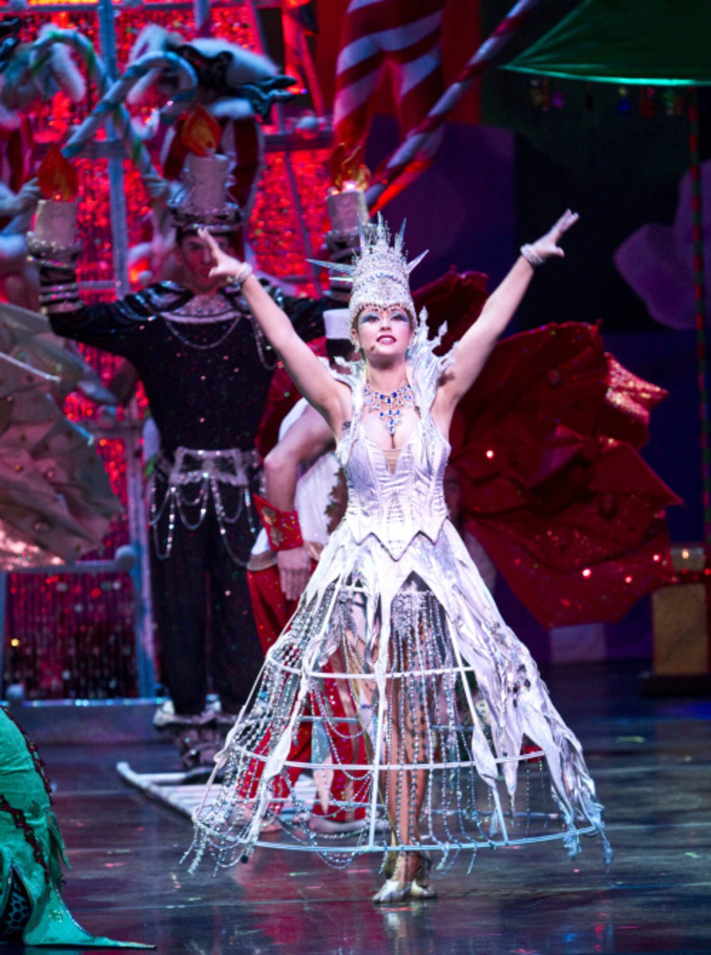 A performer dressed as the Ice Queen performs during the opening scene during a performance...