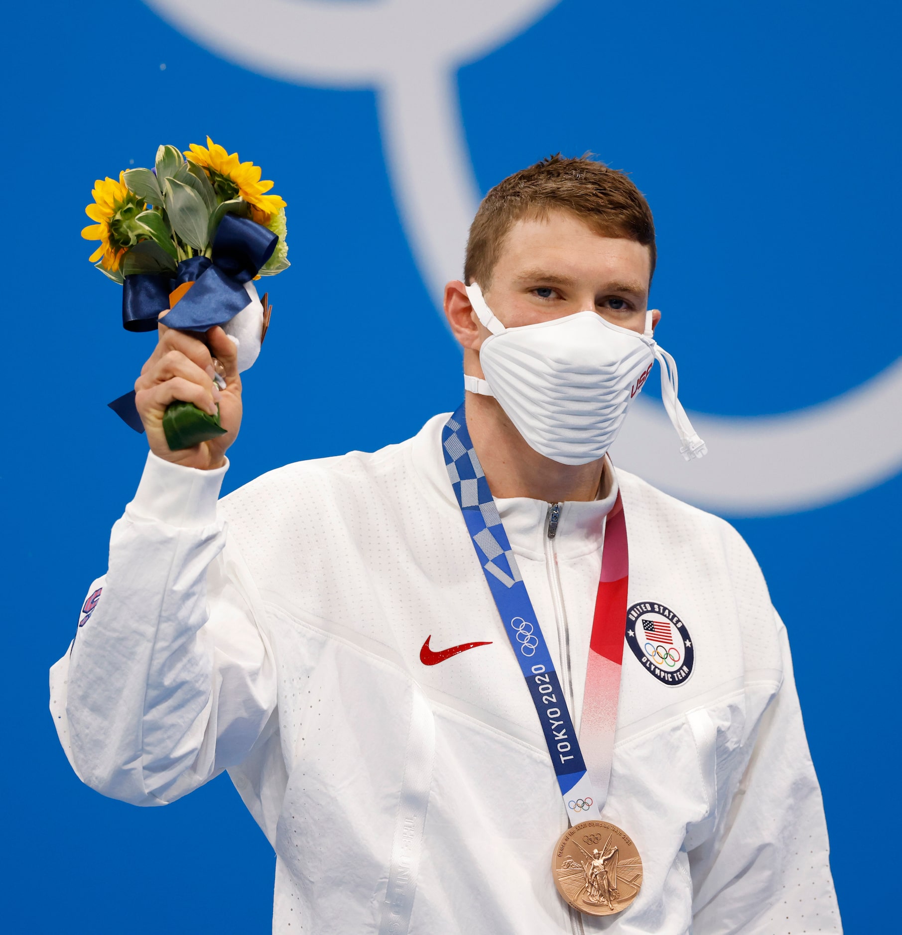 USA’s Ryan Murphy after receiving his bronze medal for his finish in the men’s 100 meter...