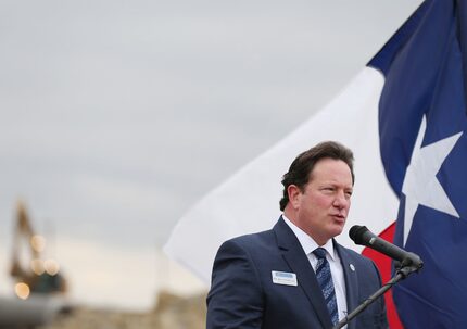 McKinney ISD Superintendent Rick McDaniel speaks during the groundbreaking ceremony for...