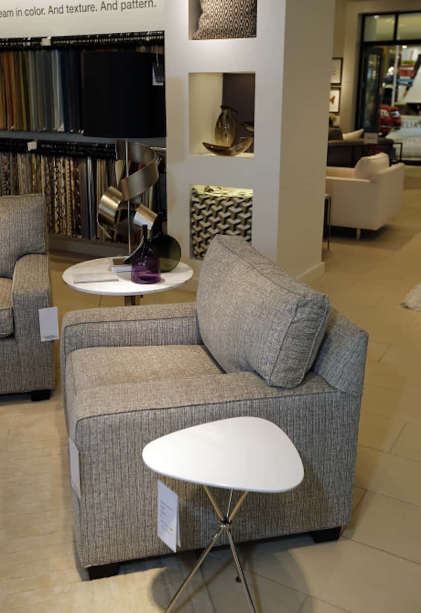 The upscale Mitchell Gold + Bob Williams store stocks more family-friendly fabrics at its...