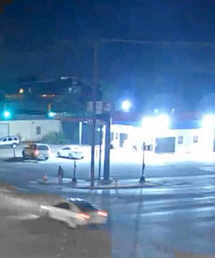 Surveillance footage shows the silver two-door car that hit and seriously injured a person...