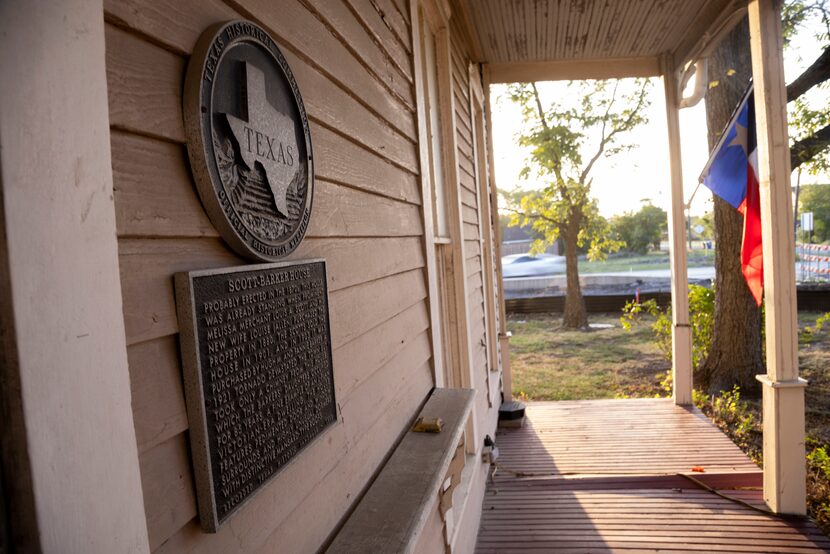 The exterior of the Scott-Barker House, which has a Texas Historical Marker designation,...