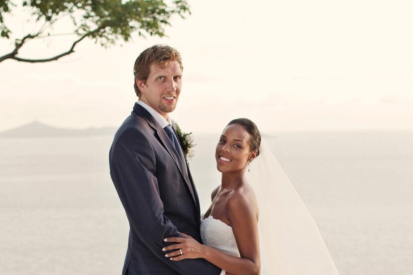 The wedding picture of Dirk Nowitzki and Jessica Olsson. The ceremony took place on August...