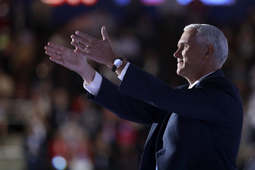 Republican vice presidential nominee Mike Pence of Indiana spoke during the third night of...