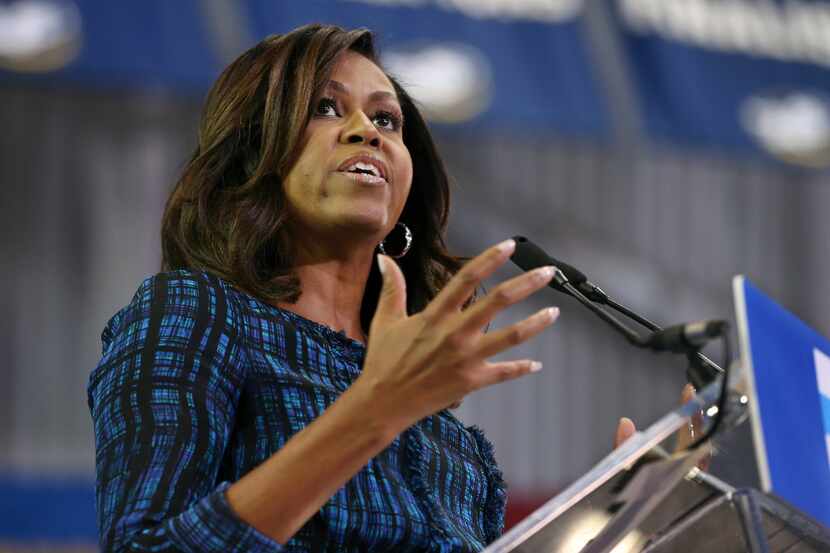 First lady Michelle Obama campaigned for Hillary Clinton at LaSalle University in...